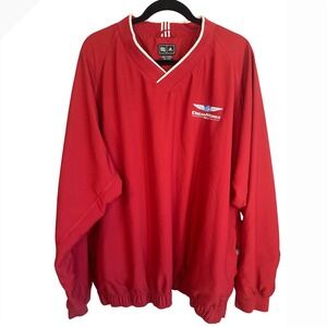 Vintage Y2K Adidas Dreamworks SKG Red V-Neck Windbreaker Pullover 3XL